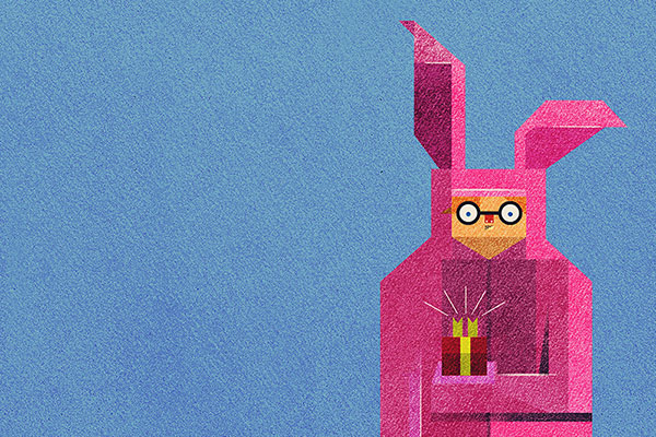 illustration d'un lapin rose